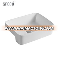 Factory supply rectangular porcelain semi wall hung basin bathroom