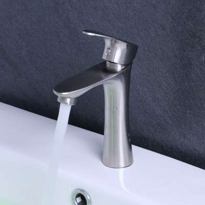 High quality cheap single lever cold water 304 stainless steel wash hand basin tap faucet