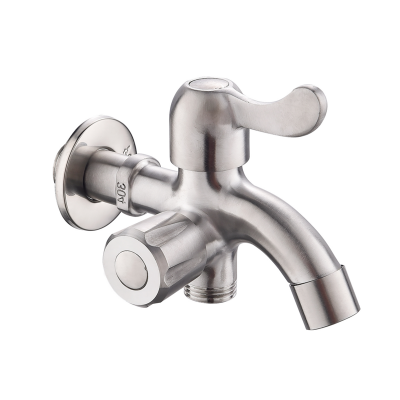 brushed surface wall mounted dual handle shower faucet stainless steel 2 way bibcock