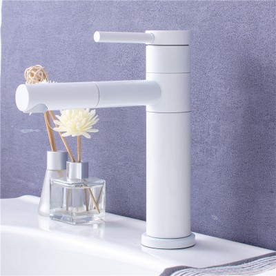 360 turn Stainless Steel 304 Single Lever Hot and Cold Water face Basin Faucet Sink Mixer hand Tap by white and black faucet