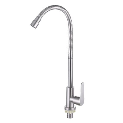 Cheap Price Sus 304 Stainless Steel Water Ridge Kitchen Faucet Parts Single Cold Kitchen Room Faucet Pull Out Spray Head